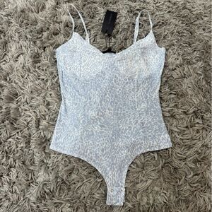 Dynamite Light Blue Animal Print Bodysuit